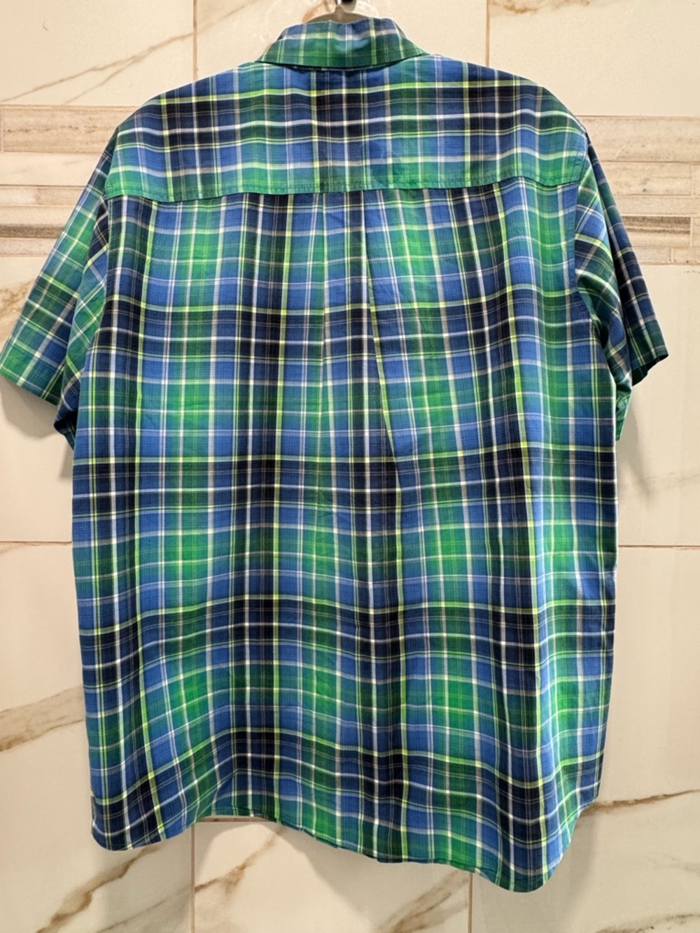 Cinch cowboy Plaid Button Down Shirt Mens Blue Green Short Sleeve western M - Picture 11 of 12